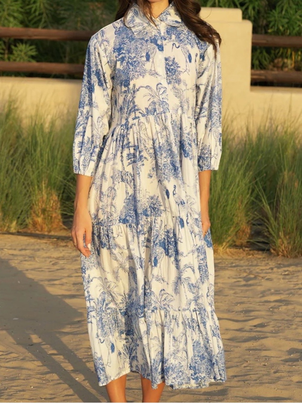 House of Sundar Liana Midi Dress - Azure Wave - Size XL
